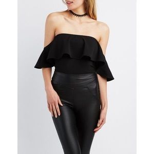 Glamorous Charlotte Russe ruffle-tiered off the shoulder top